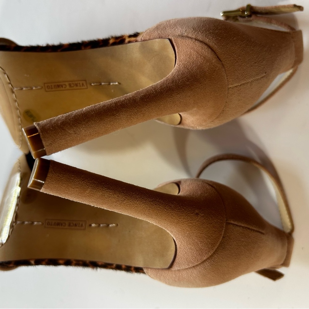 Vince Camuto NWOT Lauralie Real Cow Hair Fur Pump Sandals Leopard Size 7.5 - Picture 9 of 15